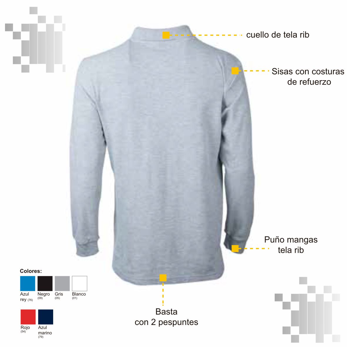 Polera Piqué Manga Larga UNISEX - Imagen 2