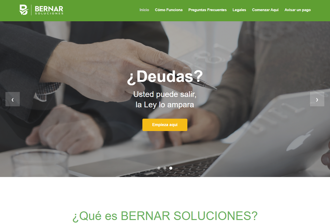 Página web desarrollada para Bernar Soluciones